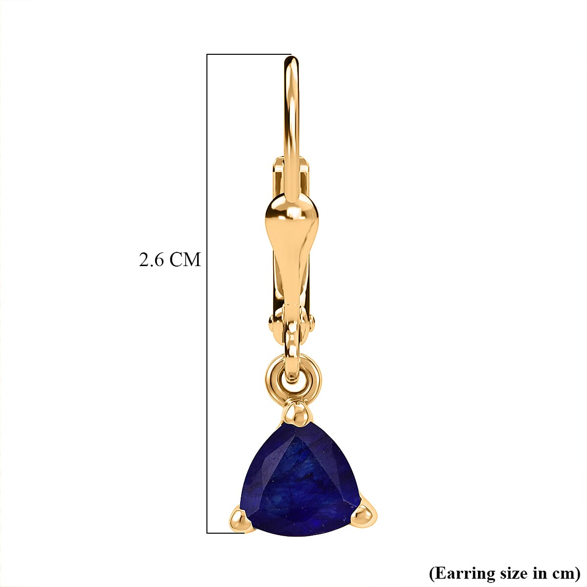 Royal Bali Collection - D'Joy Masoala Sapphire Solitaire Earring with Lever Back in 18K Vermeil Yellow Gold Plated Sterling Silver 2.50 Ct.