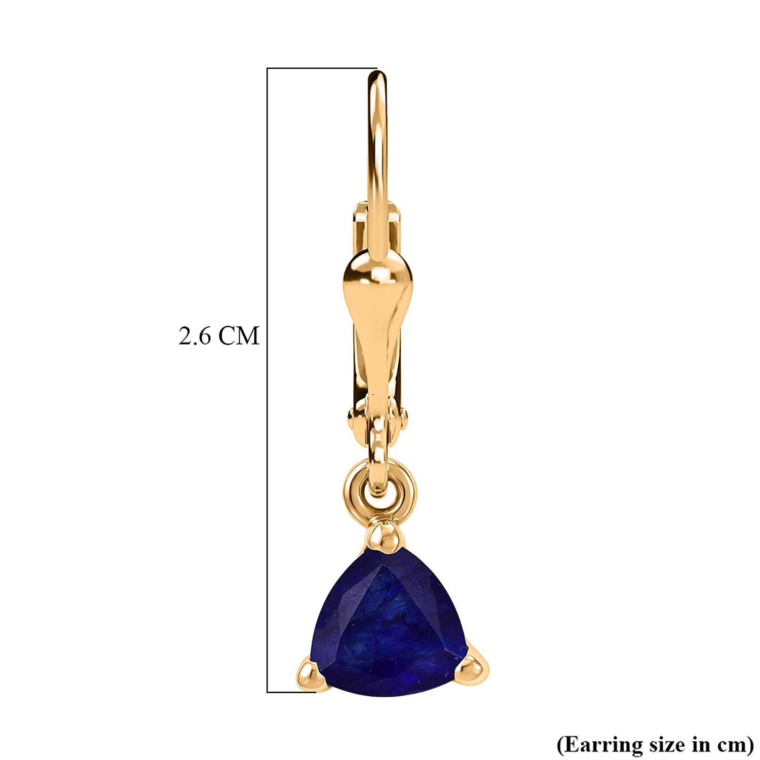 Royal Bali Collection - D'Joy Masoala Sapphire Solitaire Earring with Lever Back in 18K Vermeil Yellow Gold Plated Sterling Silver 2.50 Ct.