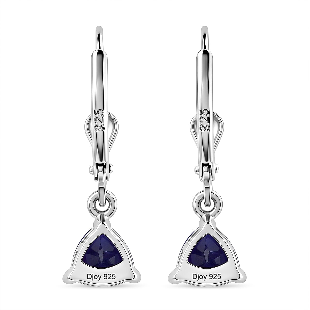Royal Bali Collection - D'Joy Masoala Sapphire Solitaire Earring with Lever Back in Rhodium Overlay Sterling Silver 2.50 Ct.
