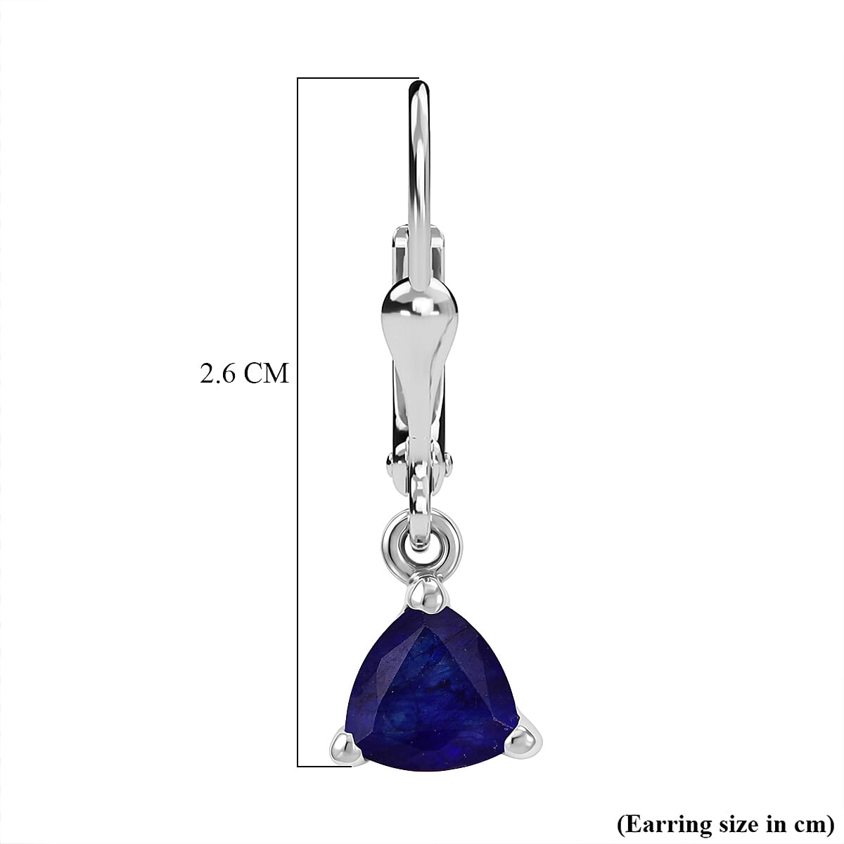 Royal Bali Collection - D'Joy Masoala Sapphire Solitaire Earring with Lever Back in Rhodium Overlay Sterling Silver 2.50 Ct.