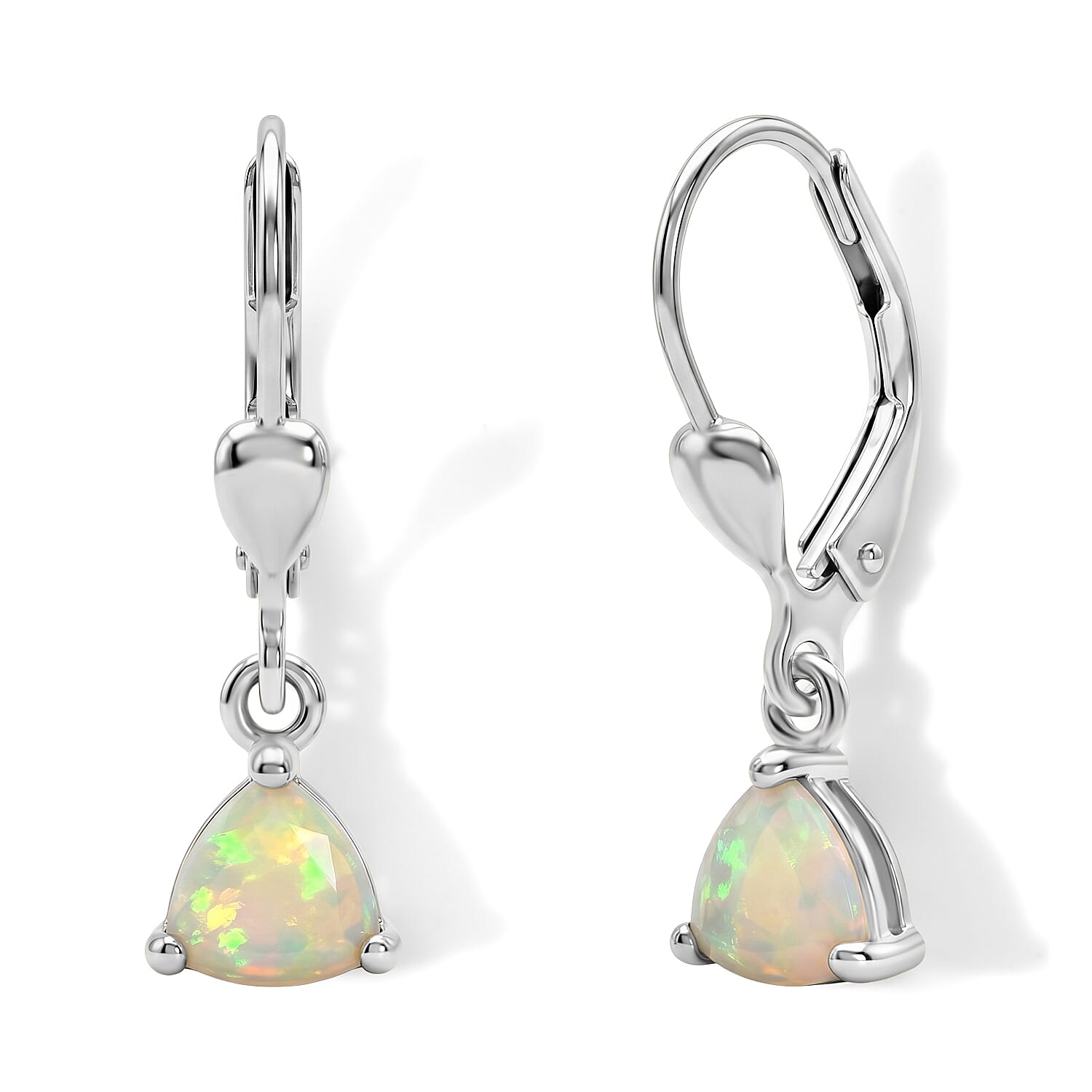 Ethiopian Opal Cluster Earring in Rhodium OverlaySterling Silver  0.836  Ct.