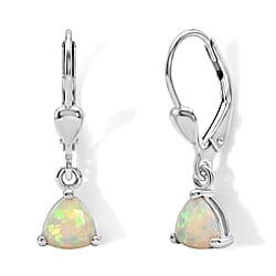 Ethiopian Opal Cluster Earring in Rhodium OverlaySterling Silver  0.836  Ct.