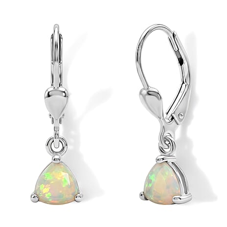Ethiopian Opal Cluster Earring in Rhodium OverlaySterling Silver  0.836  Ct.