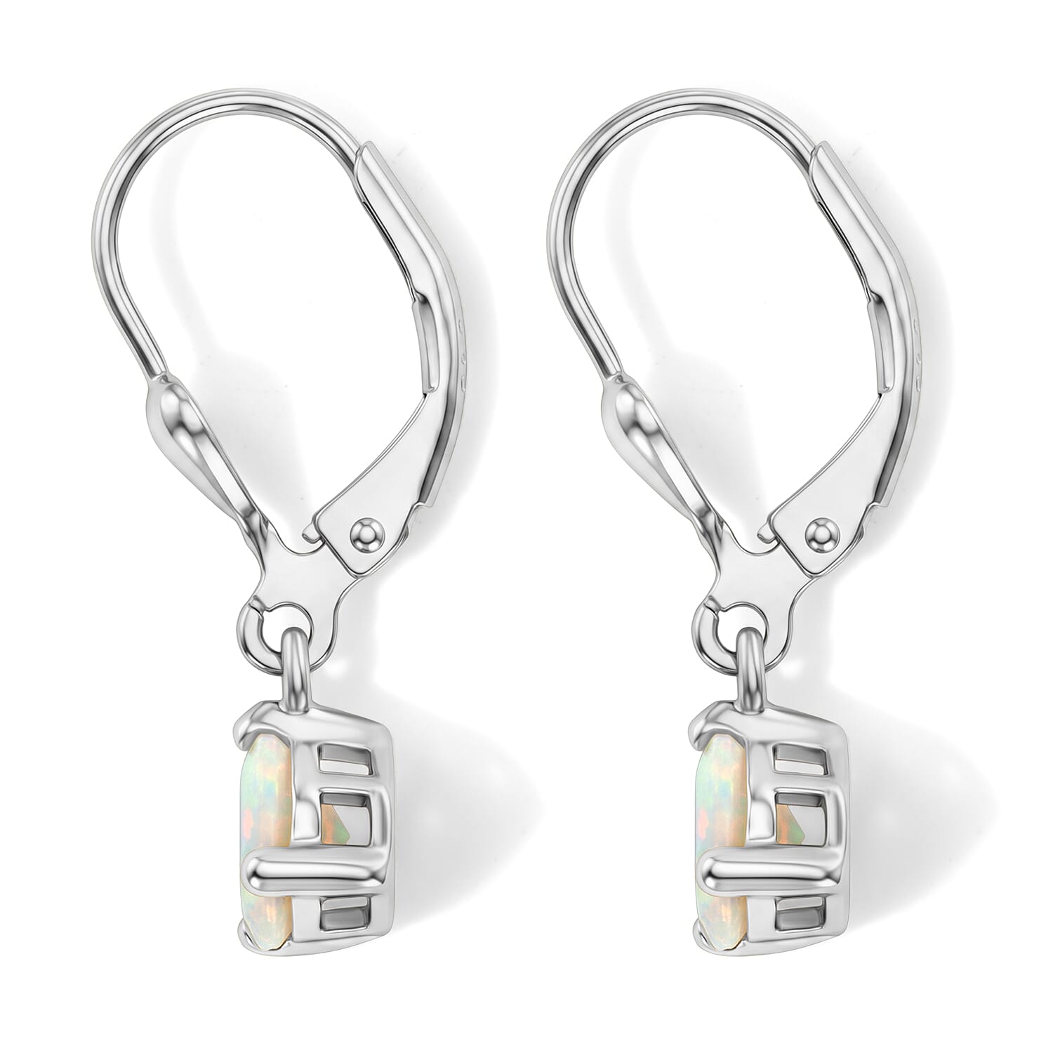 Ethiopian Opal Cluster Earring in Rhodium OverlaySterling Silver  0.836  Ct.