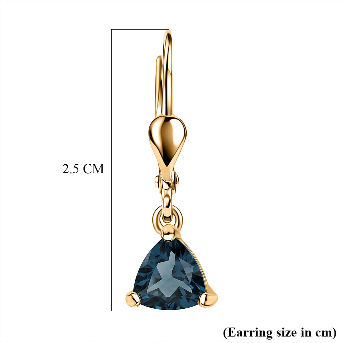Royal Bali Collection - D'Joy London Blue Topaz Drop Earring with Lever Back in 18K Vermeil Yellow Gold Plated Sterling Silver 1.70 Ct.