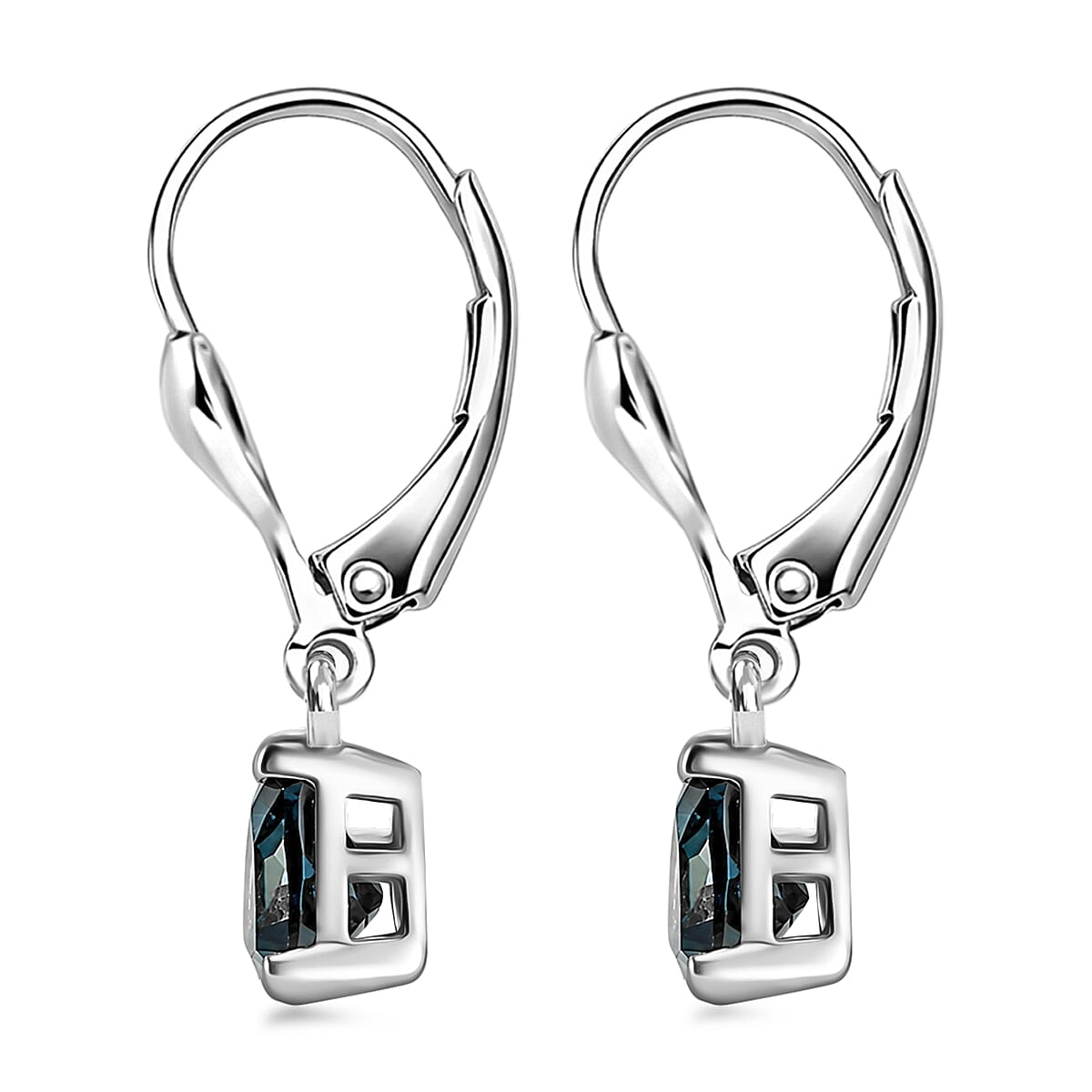 Royal Bali Collection - D'Joy London Blue Topaz Drop Earring with Lever Back in Rhodium Overlay Sterling Silver 1.70 Ct.