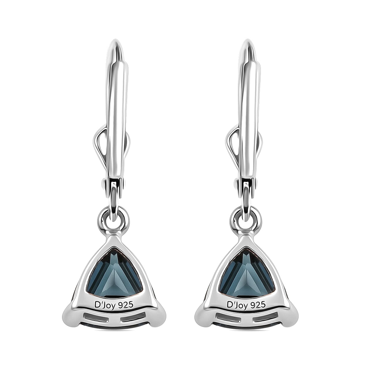 Royal Bali Collection - D'Joy London Blue Topaz Drop Earring with Lever Back in Rhodium Overlay Sterling Silver 1.70 Ct.