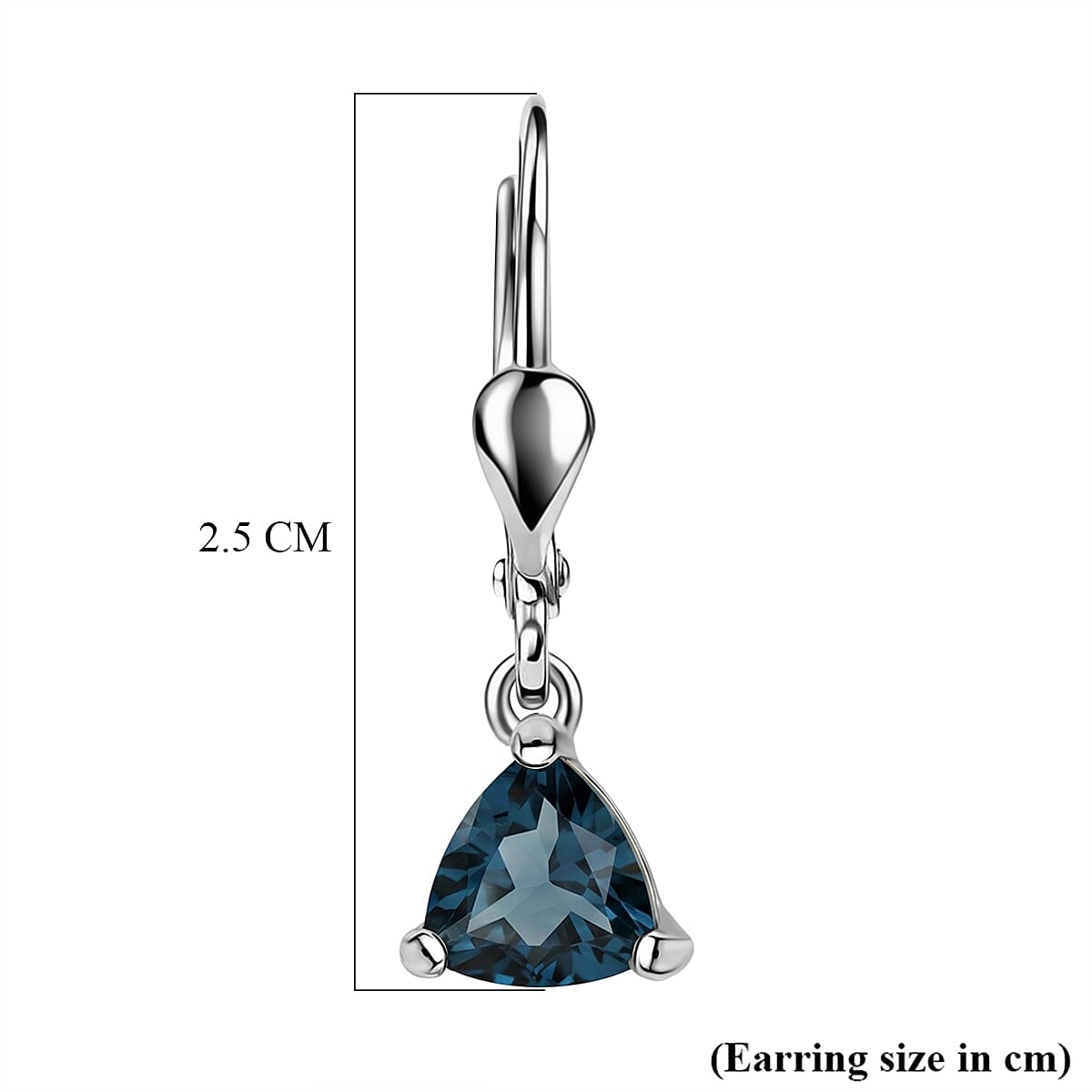 Royal Bali Collection - D'Joy London Blue Topaz Drop Earring with Lever Back in Rhodium Overlay Sterling Silver 1.70 Ct.