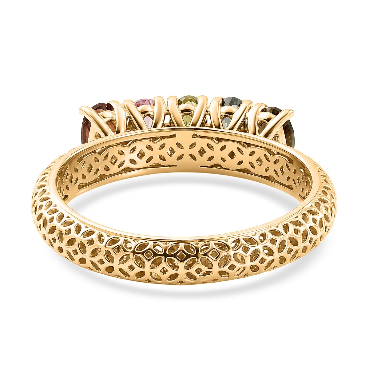 D'Joy - Multi-Tourmaline Solitaire Ring in Yellow Gold Plated Sterling Silver 1.13 Ct.