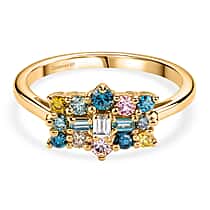 Luxuriant SI-G-H Lab Grown Multi Diamond Cluster Ring in 18K Vermeil Yellow Gold Plated Sterling Silver 0.50 Ct.