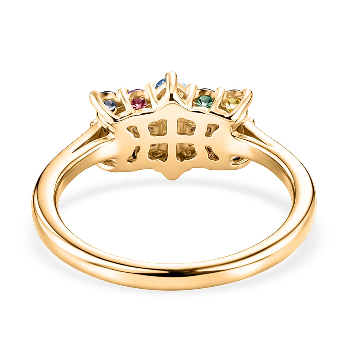 Luxuriant SI-G-H Lab Grown Multi Diamond Cluster Ring in 18K Vermeil Yellow Gold Plated Sterling Silver 0.50 Ct.