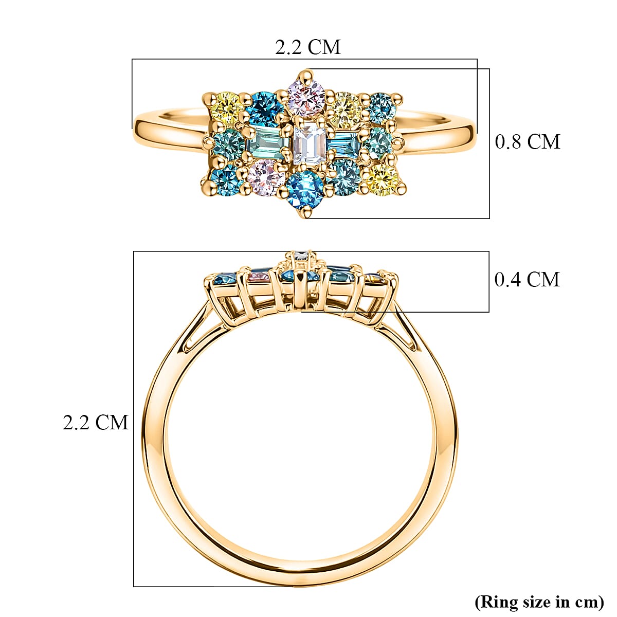 Luxuriant SI-G-H Lab Grown Multi Diamond Cluster Ring in 18K Vermeil Yellow Gold Plated Sterling Silver 0.50 Ct.