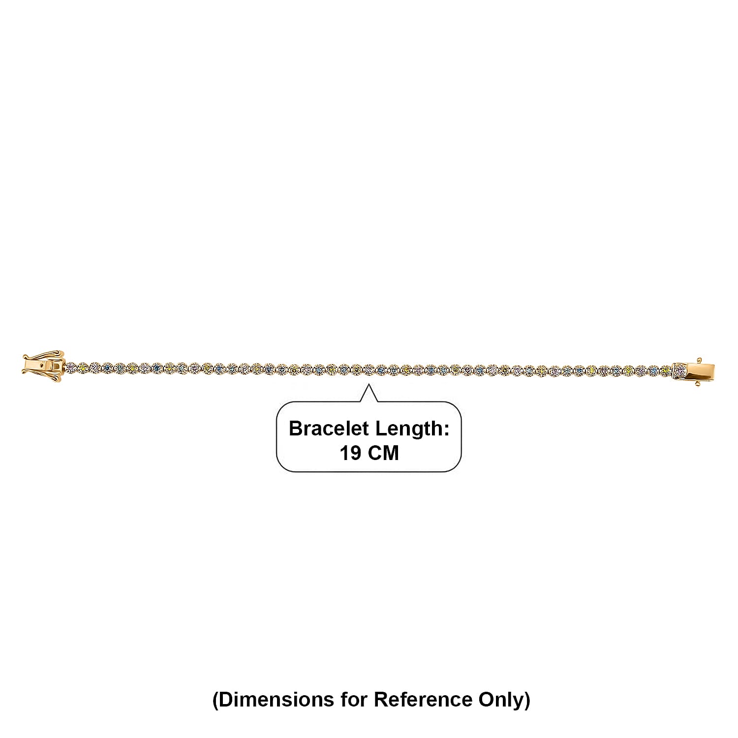 Luxuriant - Lab Grown Multi Diamond (SI-G-H) Tennis Bracelet (Size - 7.5) with GB Lock Box in 18K Vermeil Yellow Gold Plated Sterling Silver 2.00 Ct, Silver Wt. 10.13 Gms