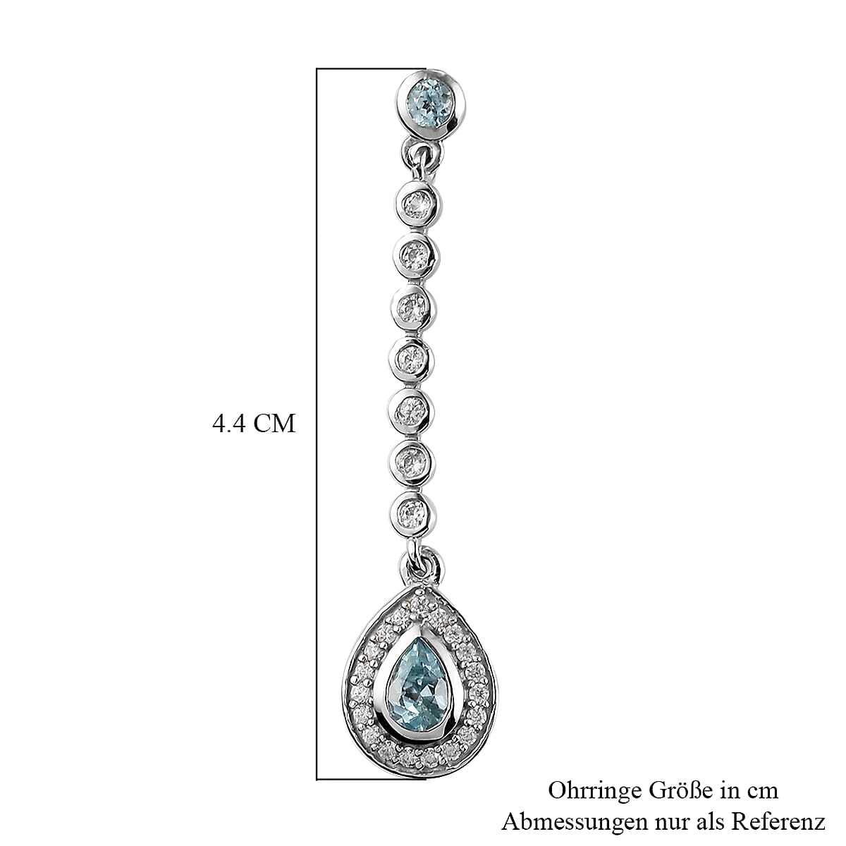 Blue Zircon & Natural Zircon Earrings in Platinum Overlay Sterling Silver 2.66 Ct.