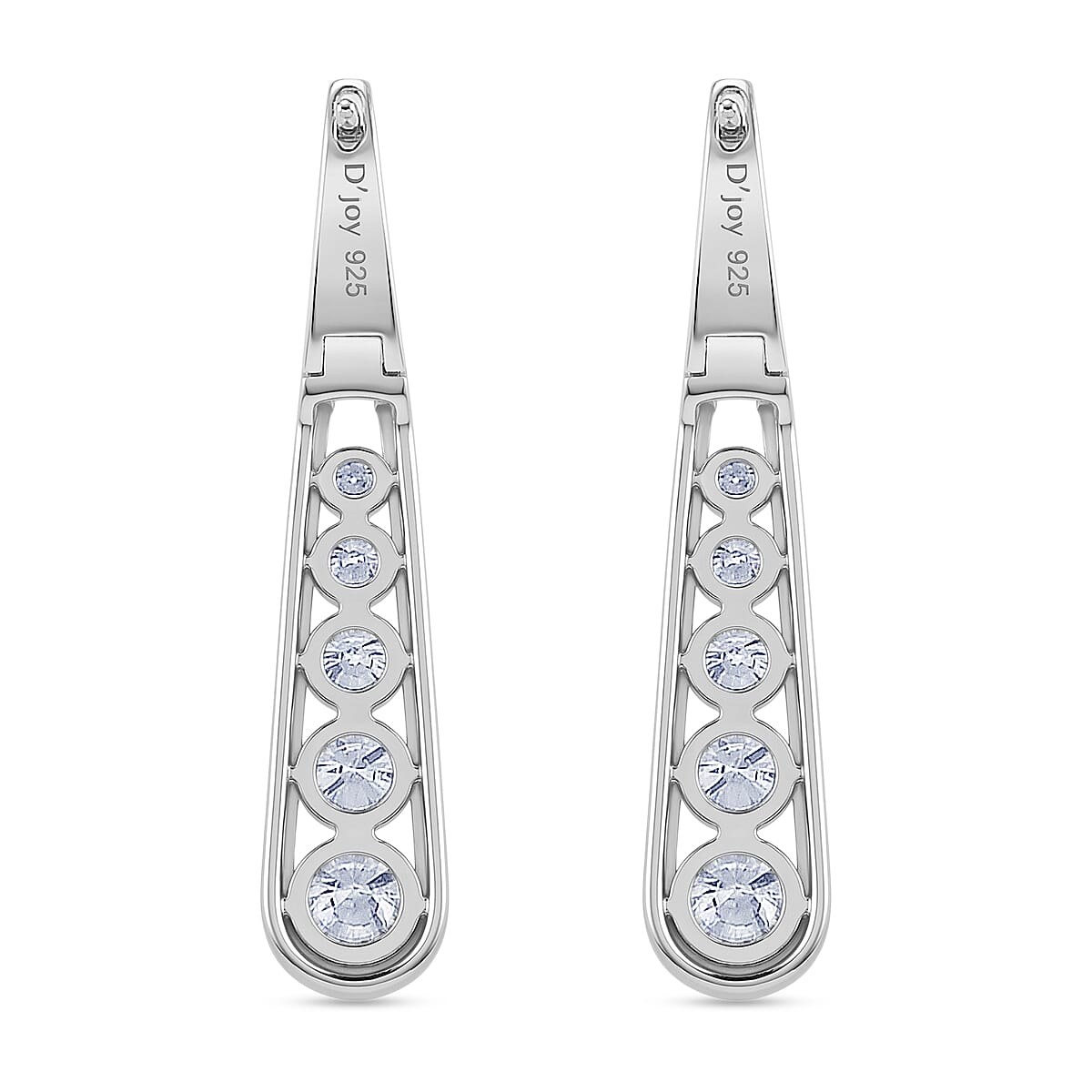 D'Joy - Moissanite Drop Earring with Clasp in Rhodium Overlay Sterling Silver 1.83 Ct.