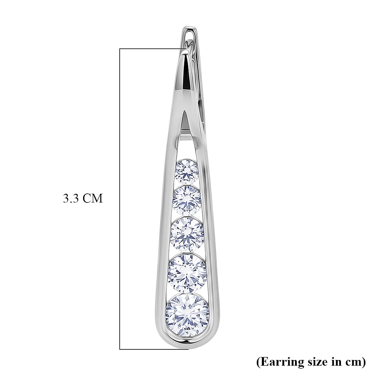 D'Joy - Moissanite Drop Earring with Clasp in Rhodium Overlay Sterling Silver 1.83 Ct.