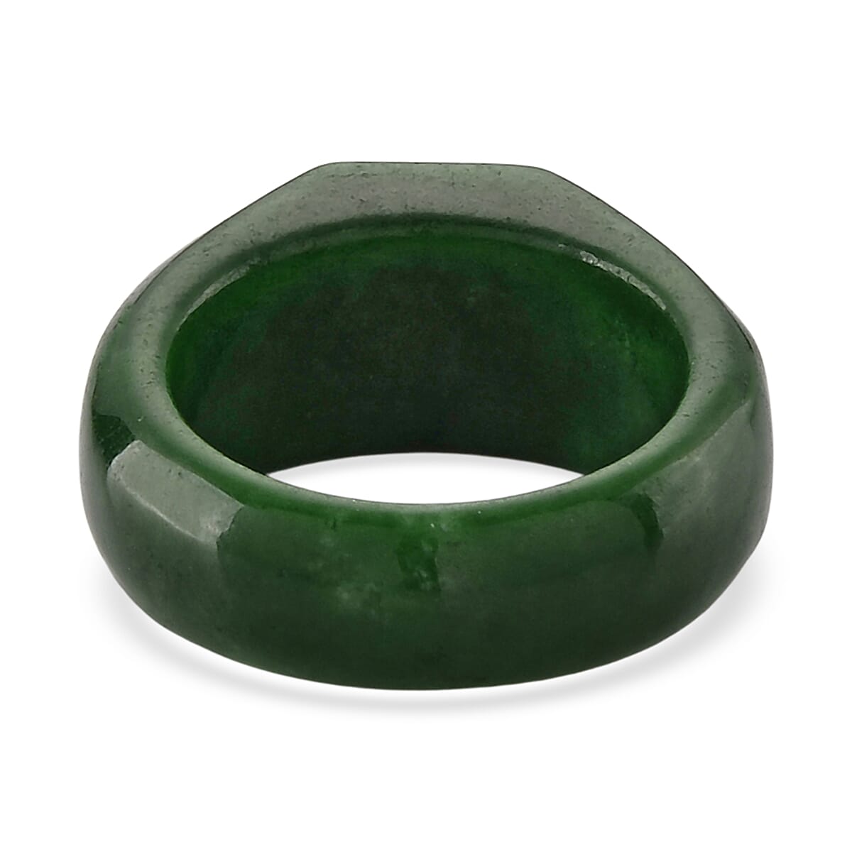D'Joy - Moissanite & Dyed Green Jade Solitaire Band Ring in Rhodium Overlay Sterling Silver 28.76 Ct.