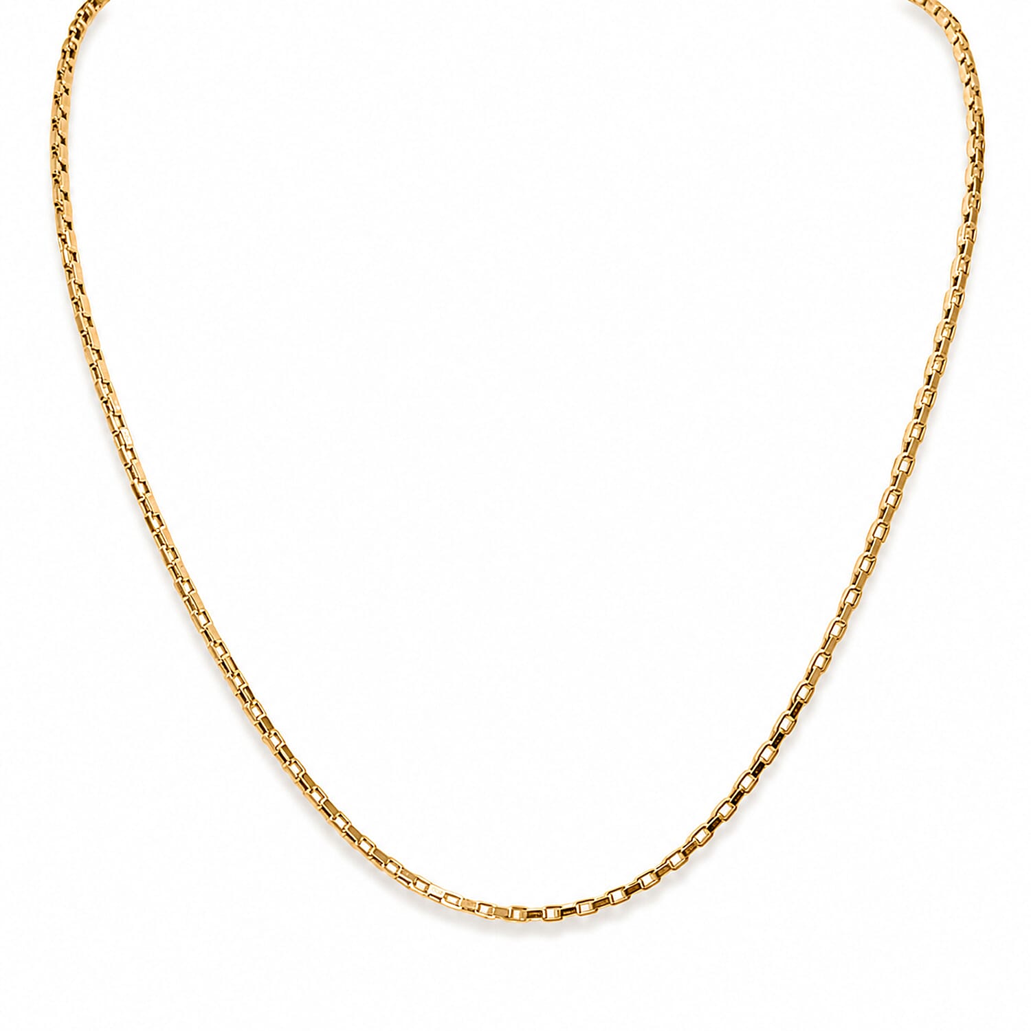 9K Yellow Gold Venziana Box Chain (Size - 18) with Lobster Clasp, Gold Wt. 3.00 Gms