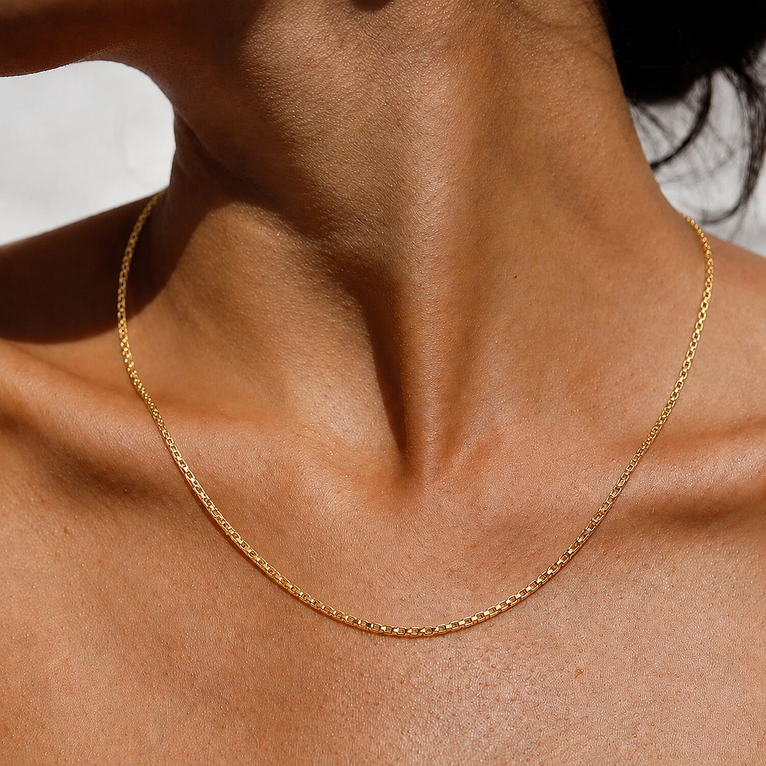 9K Yellow Gold Venziana Box Chain (Size - 18) with Lobster Clasp, Gold Wt. 3.00 Gms