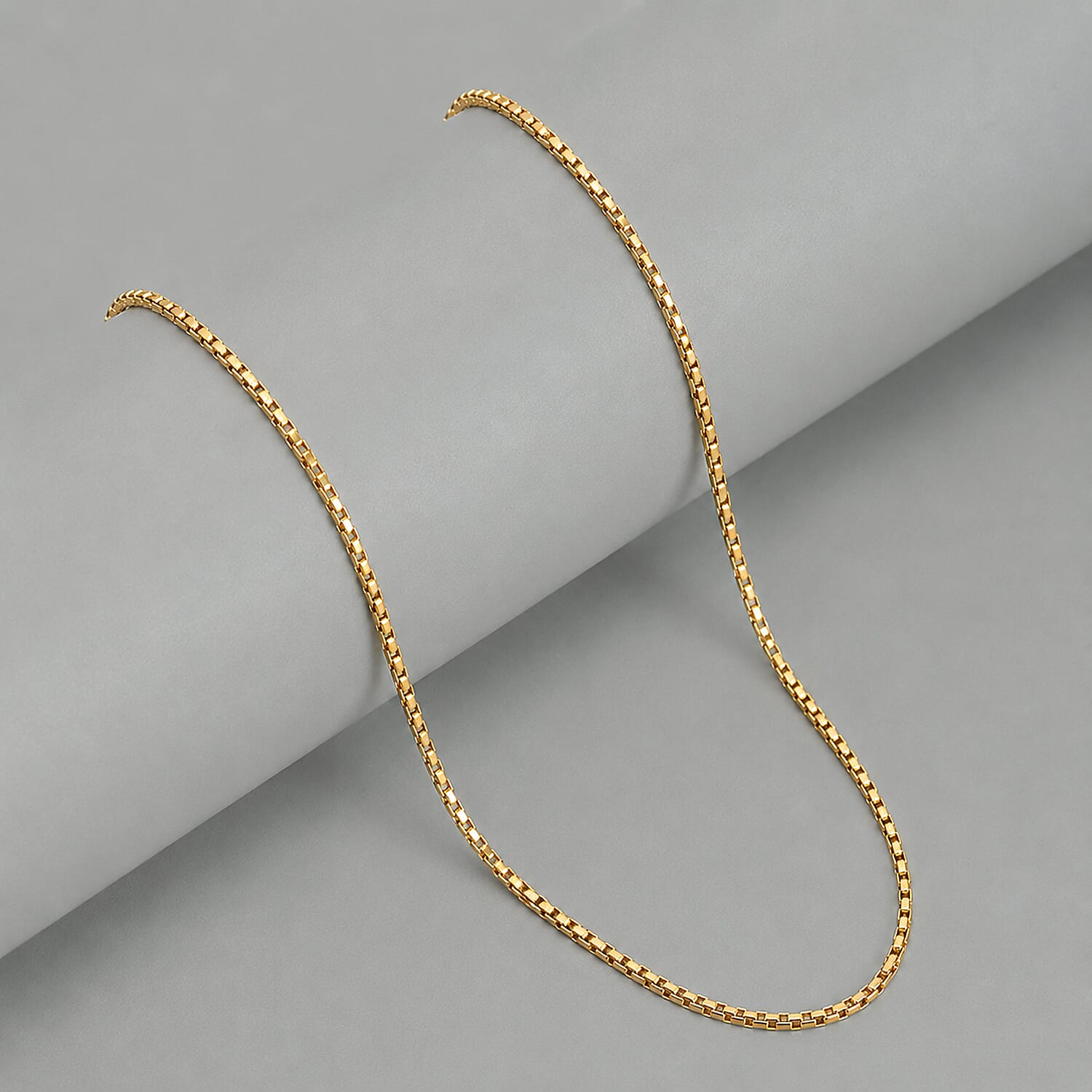 9K Yellow Gold Venziana Box Chain (Size - 18) with Lobster Clasp, Gold Wt. 3.00 Gms