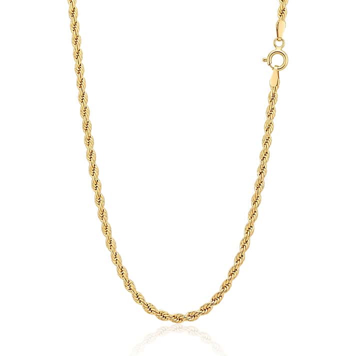 9K Yellow Gold Rope Chain (Size - 16) with Lobster Clasp, Gold Wt. 1.94 Gms