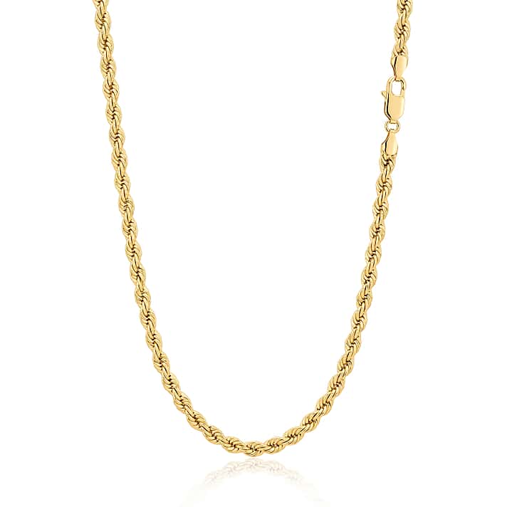 9K Yellow Gold Rope Chain (Size - 16) with Lobster Clasp, Gold Wt.7.10 Gms