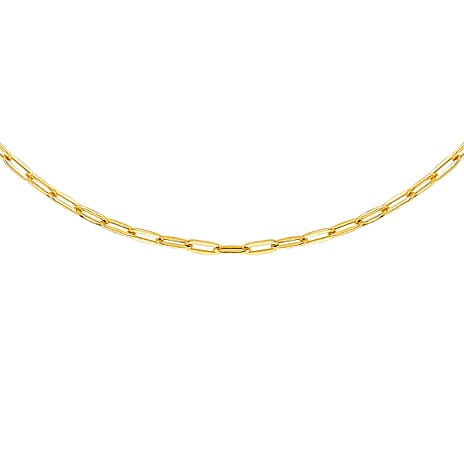 9K Yellow Gold Paperclip Necklace (Size - 18) with Lobster Clasp