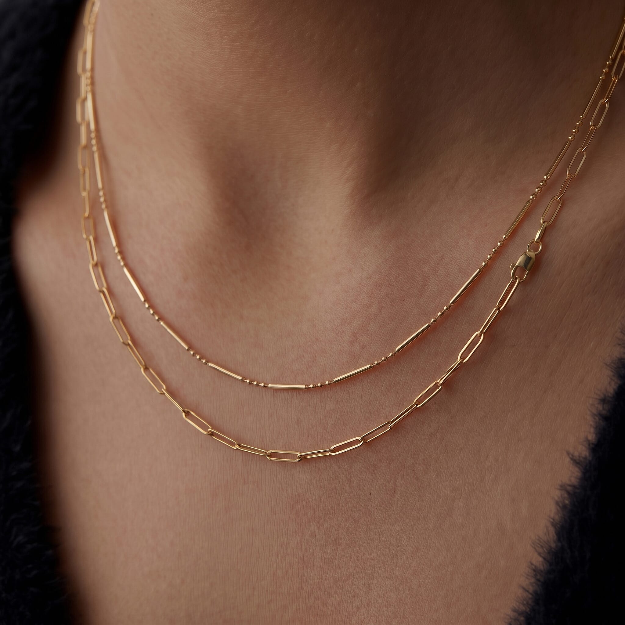 9K Yellow Gold Paperclip Necklace(Size - 16) with Lobster Clasp