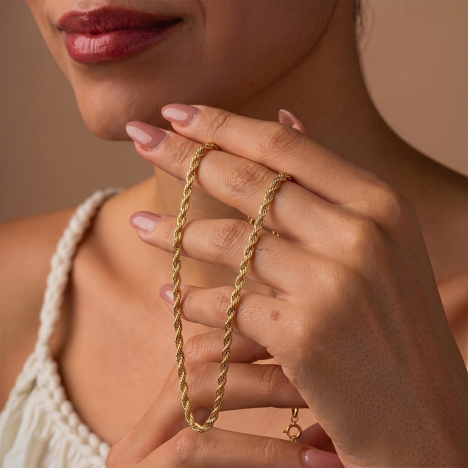 9K Yellow Gold Rope Chain (Size - 16) with Lobster Clasp, Gold Wt. 1.94 Gms