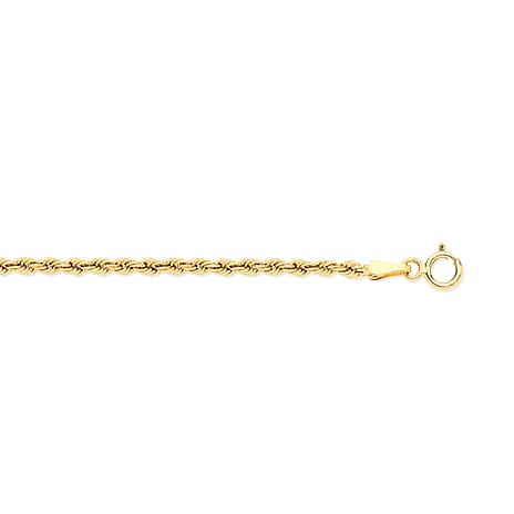 9K Yellow Gold Rope Chain (Size - 16) with Lobster Clasp, Gold Wt. 1.94 Gms
