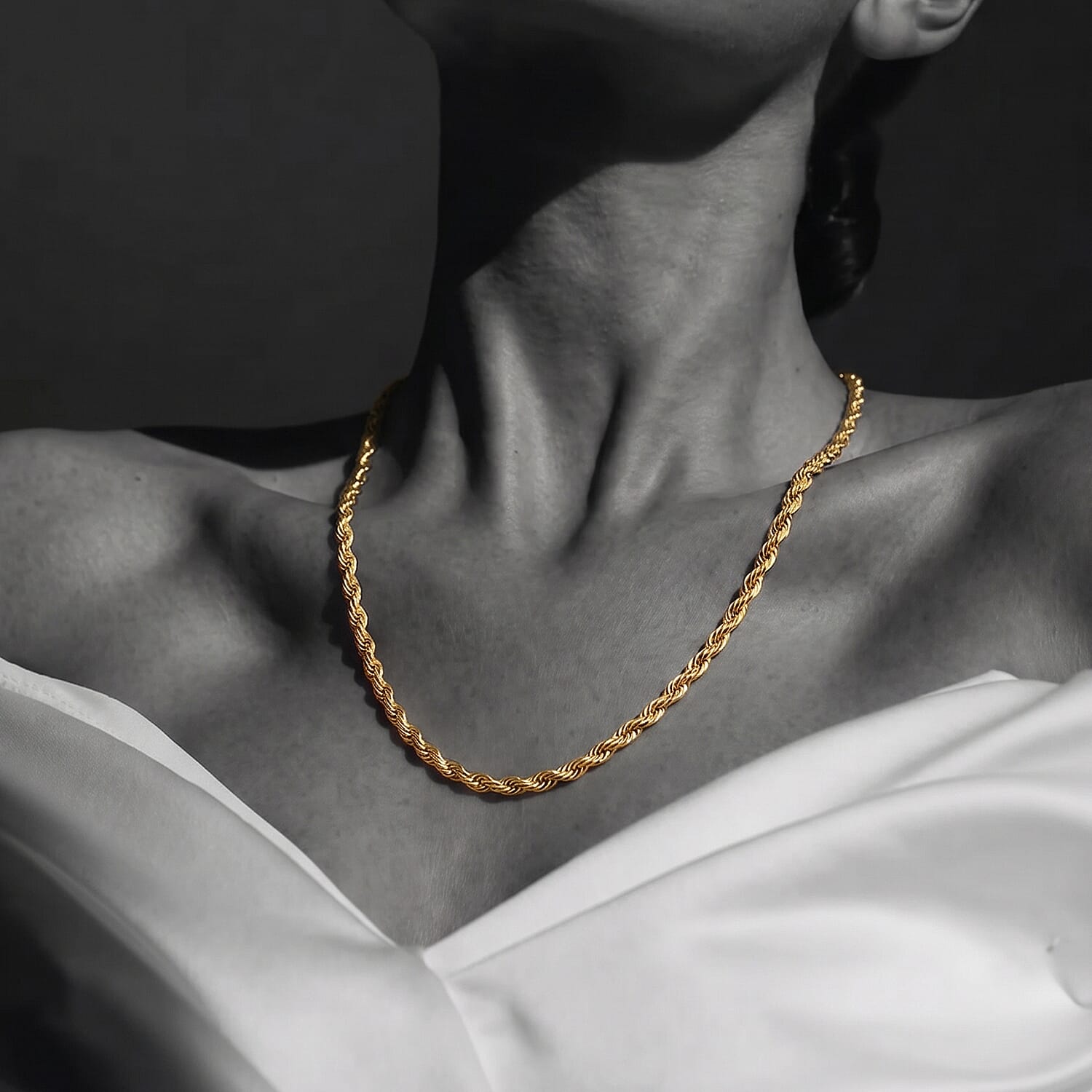 9K Yellow Gold Rope Chain (Size - 16) with Lobster Clasp, Gold Wt. 3.67 Gms