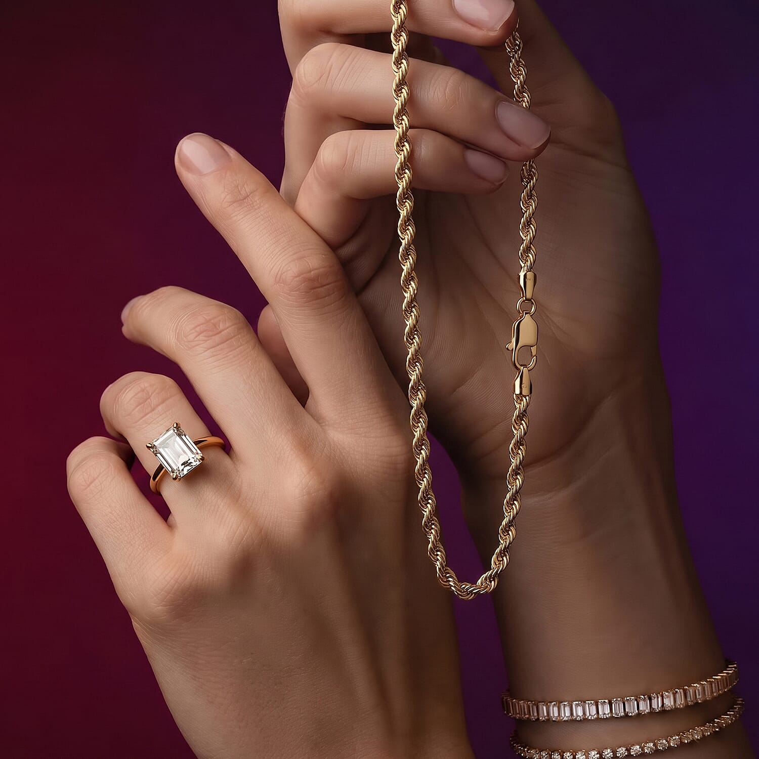 9K Yellow Gold Rope Chain (Size - 16) with Lobster Clasp, Gold Wt. 3.67 Gms
