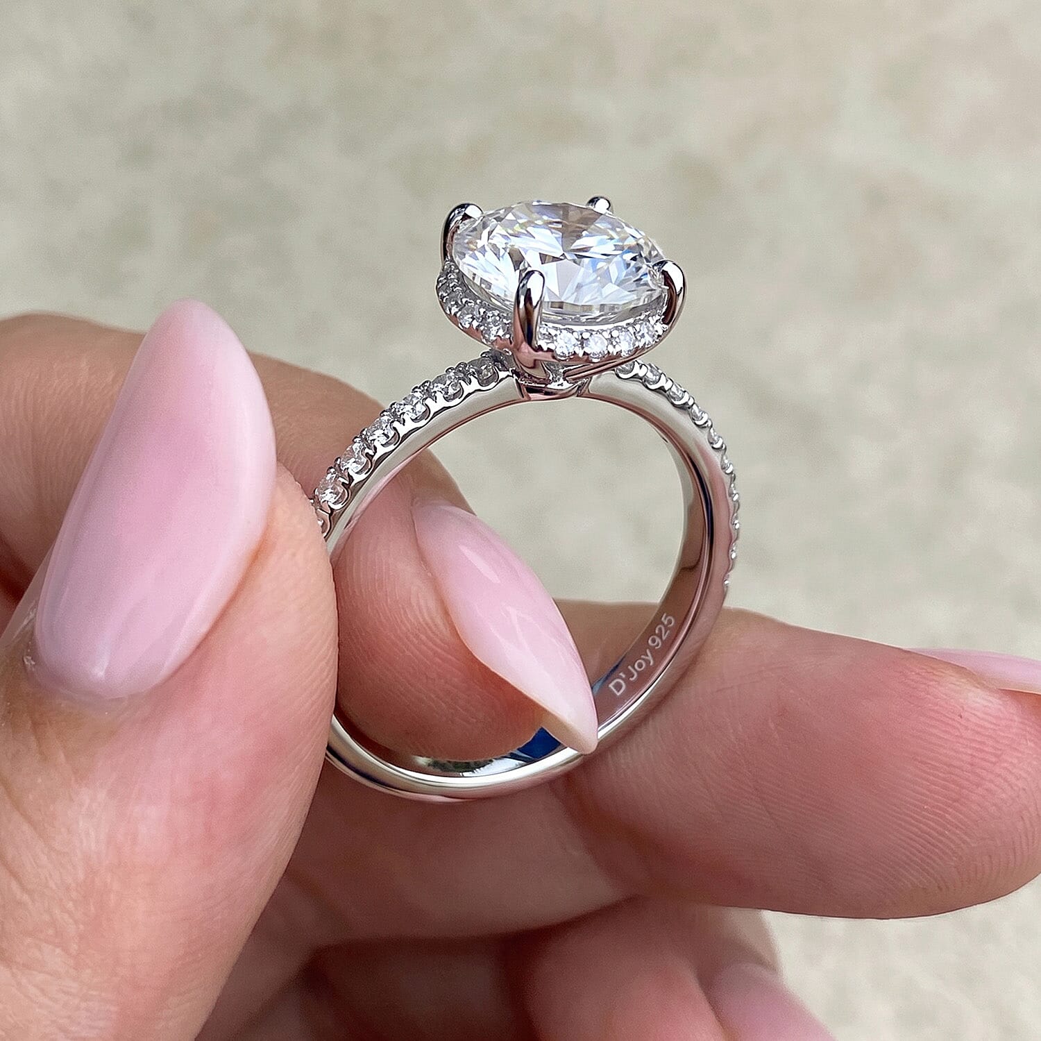 D'Joy -  Crown inspired Moissanite Solitaire Ring in Rhodium Overlay Sterling Silver  3.30 Ct.