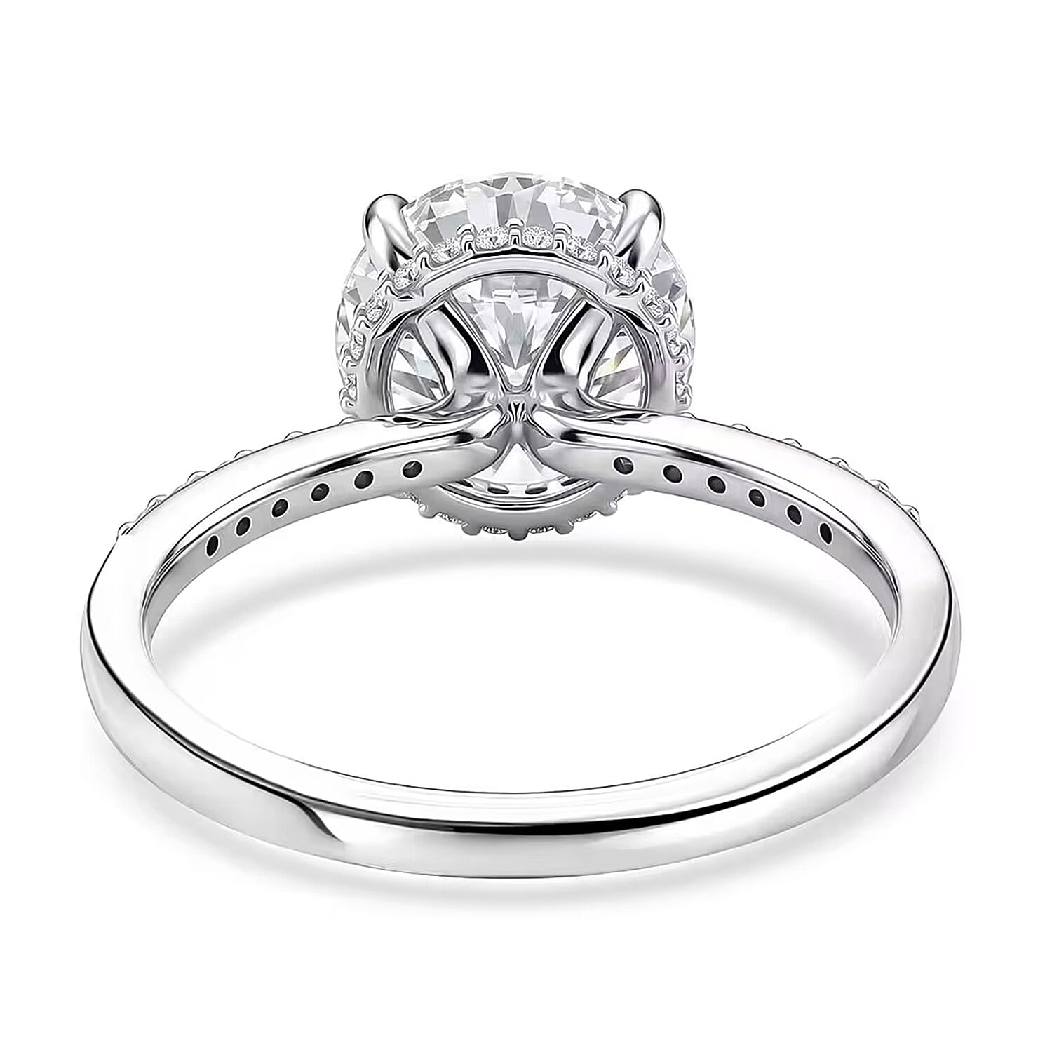 D'Joy -  Crown inspired Moissanite Solitaire Ring in Rhodium Overlay Sterling Silver  3.30 Ct.