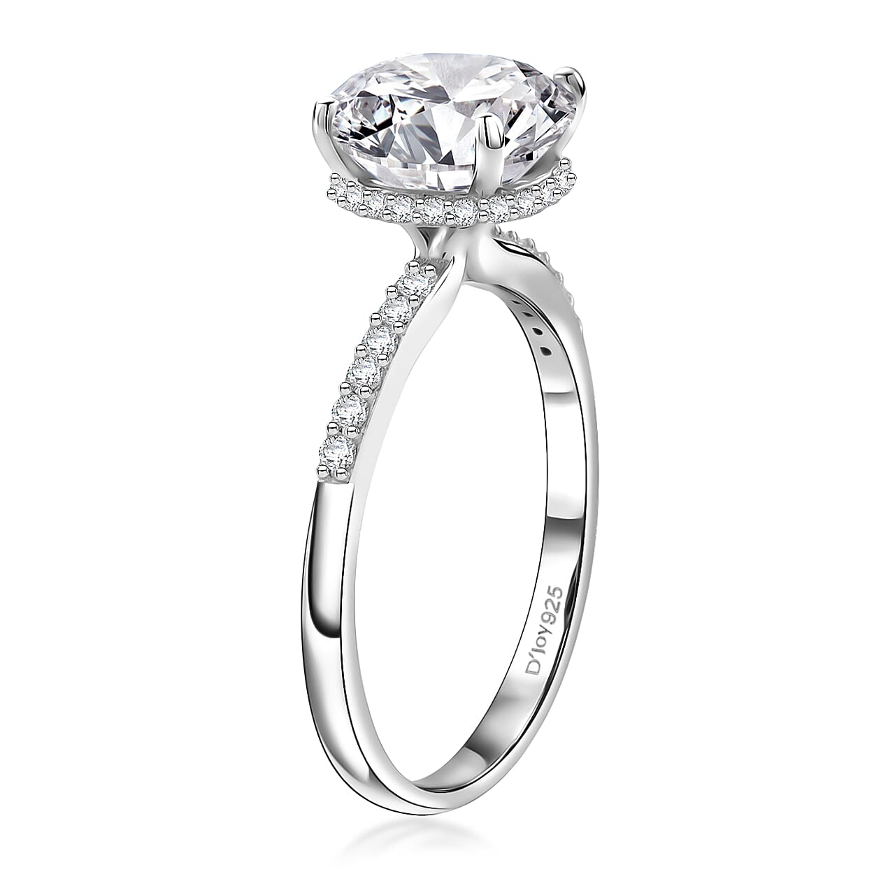 D'Joy - Moissanite Solitaire Ring in Rhodium Overlay Sterling Silver  3.30 Ct.