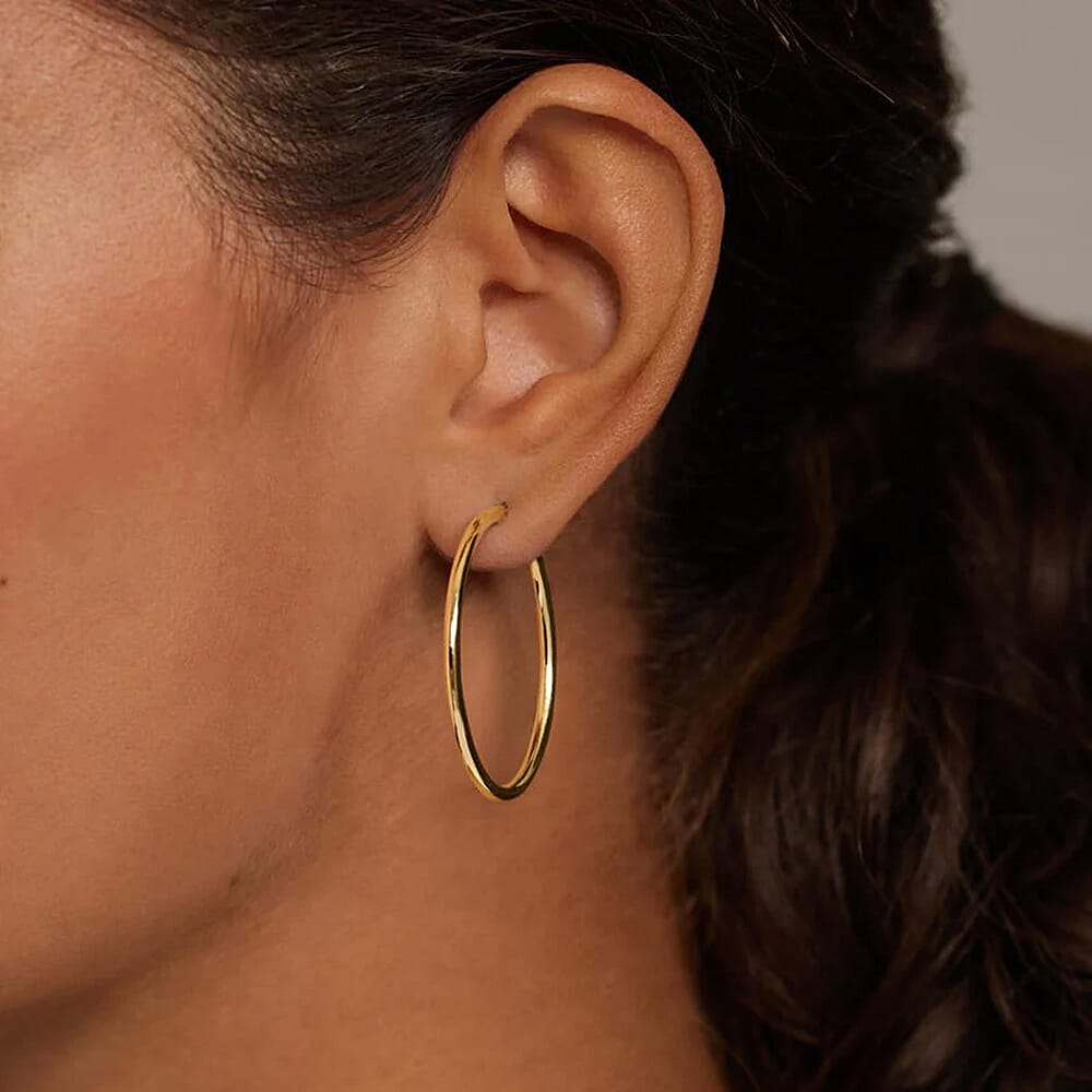 9K Yellow Gold Hoop Earring with Clasp