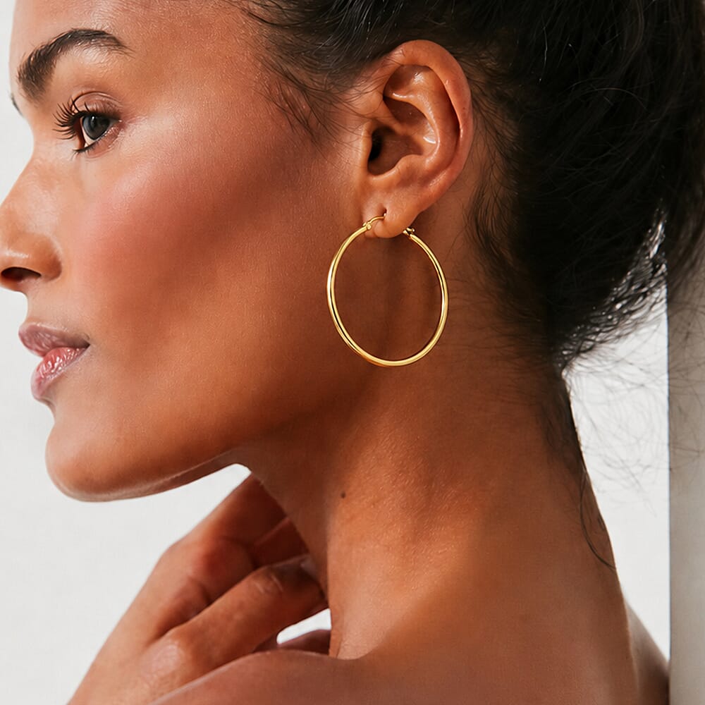9K Yellow Gold Hoop Earring with Clasp