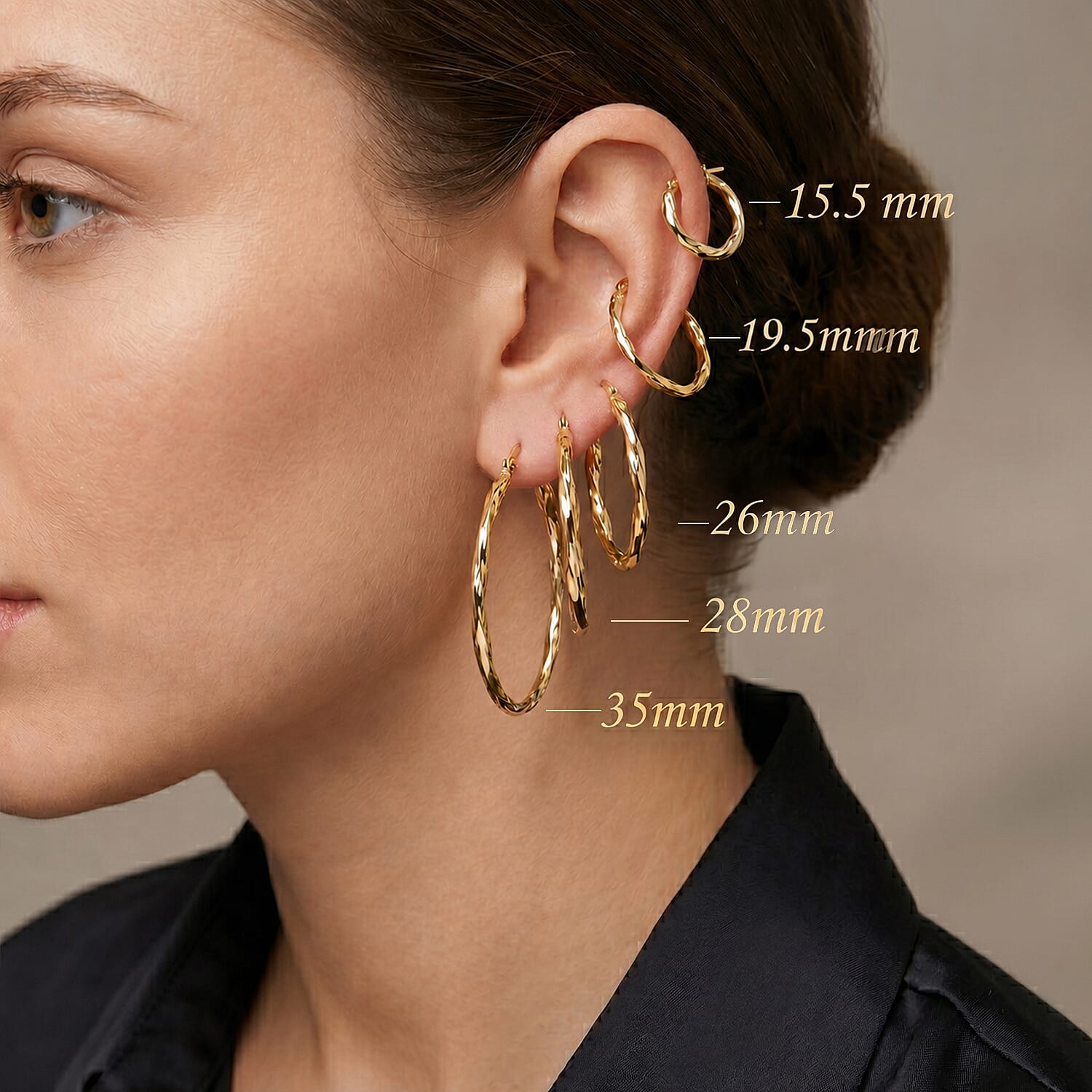 9K Yellow Gold Hoop Earring with Clasp