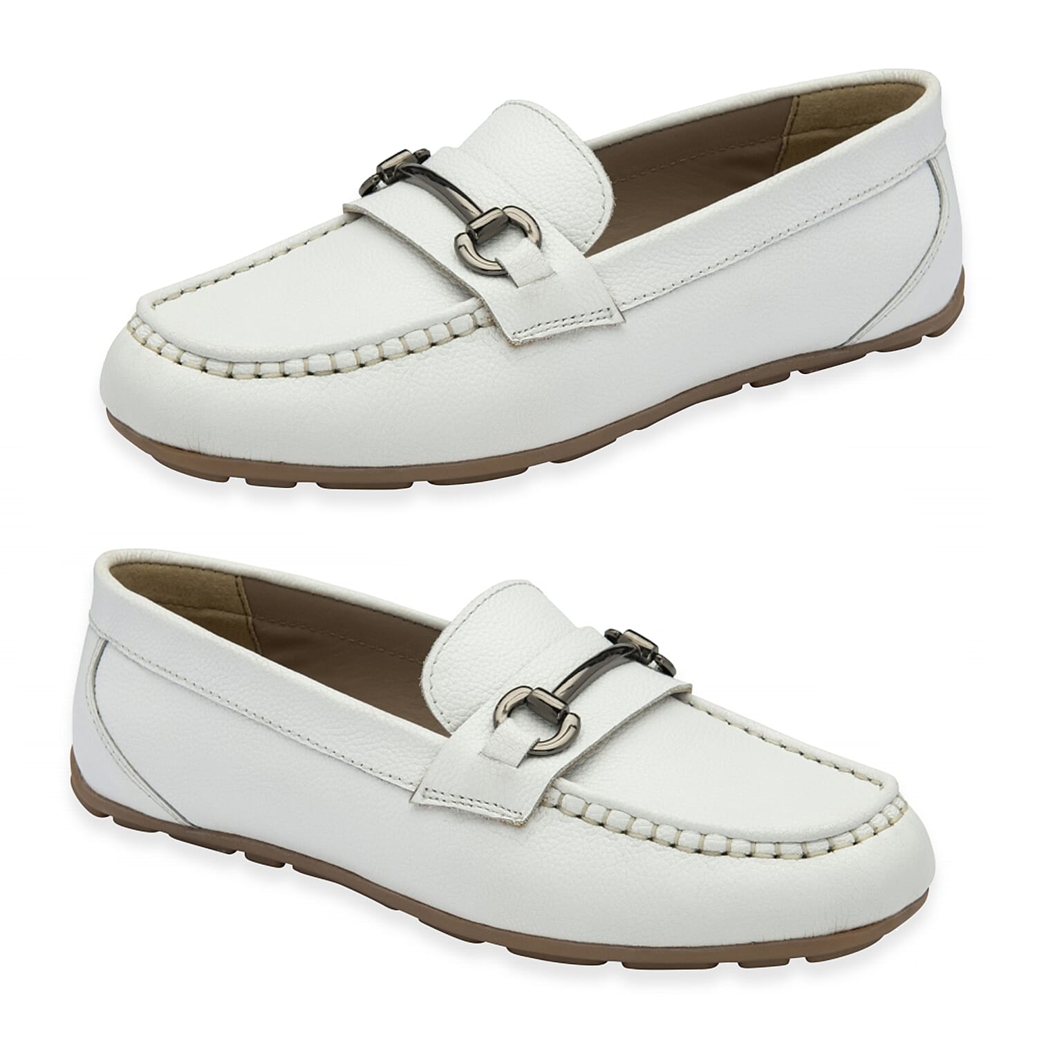 Ravel Womens Dutton Leather Classic Loafers (Size 4) - White