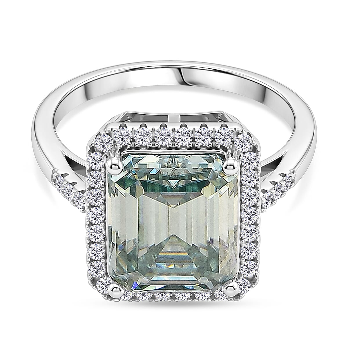 D'Joy - Paraiba Moissanite Halo Ring in Rhodium Overlay Sterling Silver 6.65 Ct.