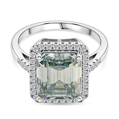 D'Joy - Paraiba Moissanite Halo Ring in Rhodium Overlay Sterling Silver 6.65 Ct.