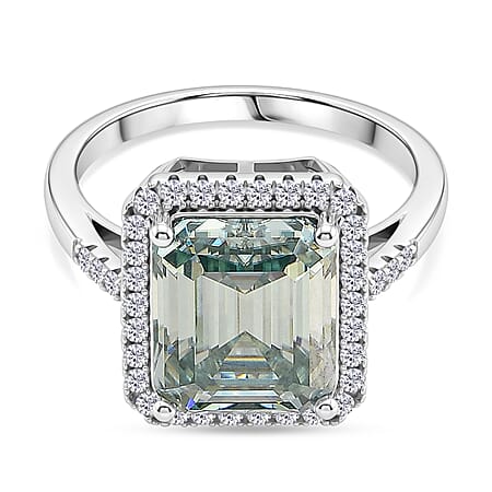 D'Joy - Paraiba Moissanite Halo Ring in Rhodium Overlay Sterling Silver 6.65 Ct. D'Joy - Paraiba Moissanite Halo Ring in Rhodium Overlay Sterling Silver 6.65 Ct.