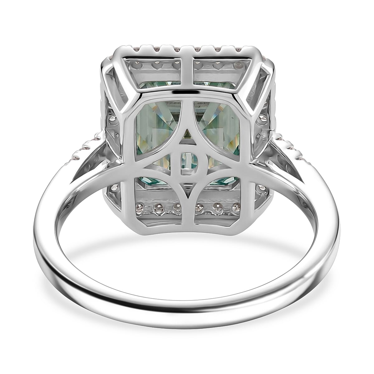 D'Joy - Paraiba Moissanite Halo Ring in Rhodium Overlay Sterling Silver 6.65 Ct.