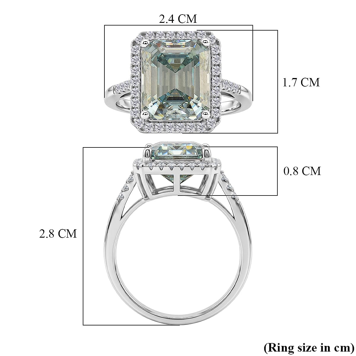 D'Joy - Paraiba Moissanite Halo Ring in Rhodium Overlay Sterling Silver 6.65 Ct.