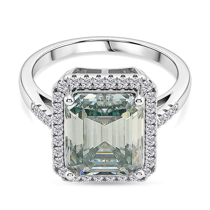 D'Joy - Paraiba Moissanite Halo Ring in Rhodium Overlay Sterling Silver 6.65 Ct.