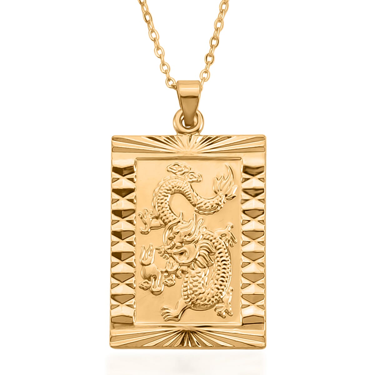 Dragon Emblem Necklace (Size - 20-2 Ext) in Yellow Gold Tone