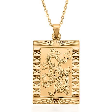 Dragon Emblem Necklace (Size - 20-2 Ext) in Yellow Gold Tone