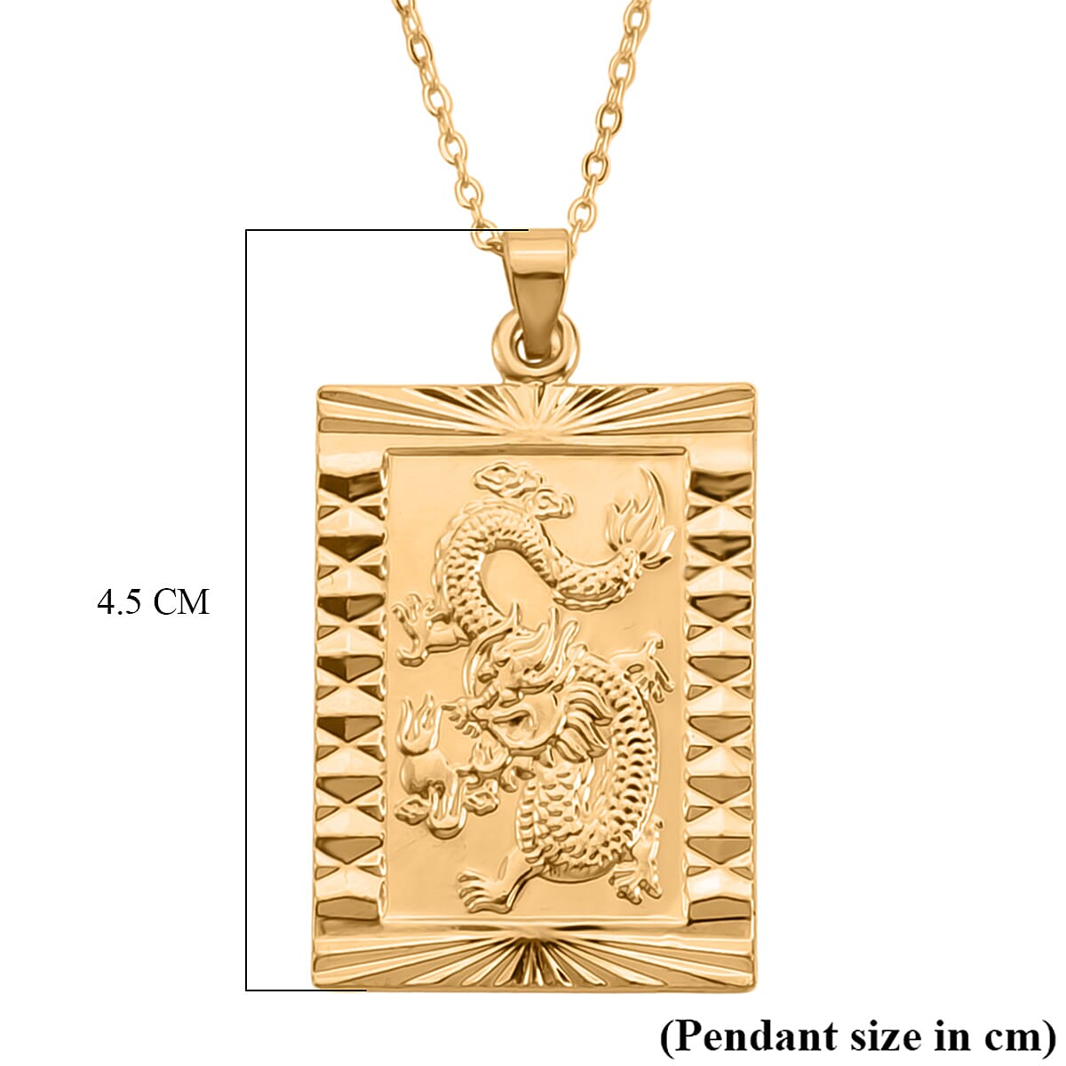 Dragon Emblem Necklace (Size - 20-2 Ext) in Yellow Gold Tone
