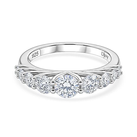 D'Joy - Moissanite Ring in Rhodium Overlay Sterling Silver 1.34 Ct.