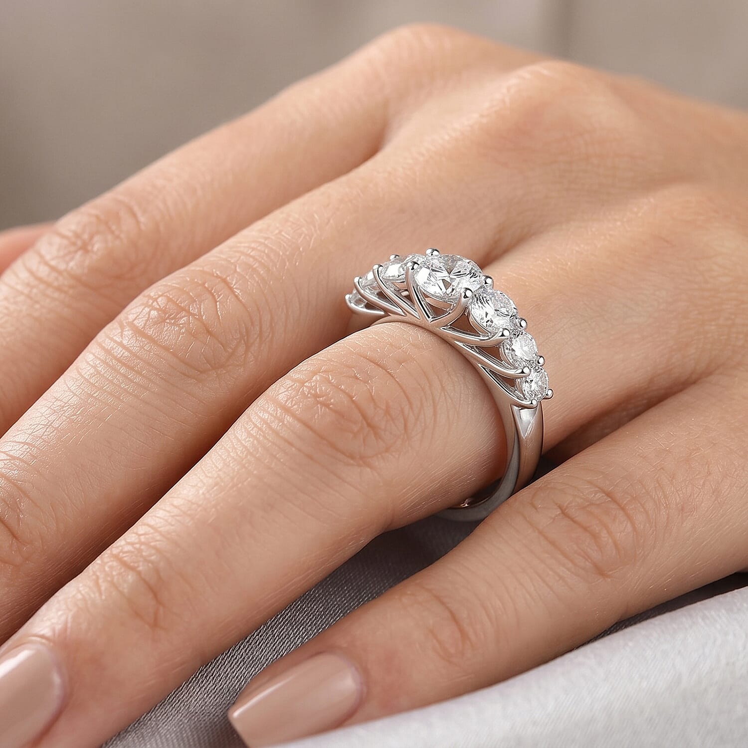 D'Joy - Moissanite Ring in Rhodium Overlay Sterling Silver 1.34 Ct.